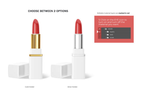 Plastic Square Lipstick - Cosmetic PSD Mockup