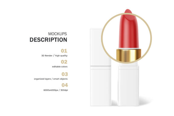 Plastic Square Lipstick - Cosmetic PSD Mockup