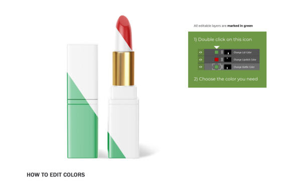 Plastic Square Lipstick - Cosmetic PSD Mockup