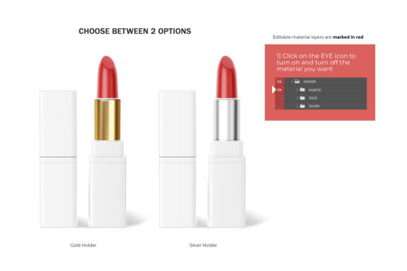 Plastic Square Lipstick - Cosmetic PSD Mockup