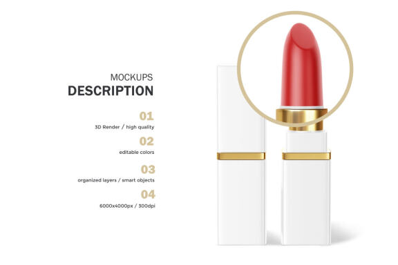 Plastic Square Lipstick - Cosmetic PSD Mockup
