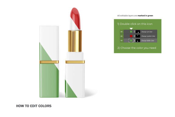 Plastic Square Lipstick - Cosmetic PSD Mockup