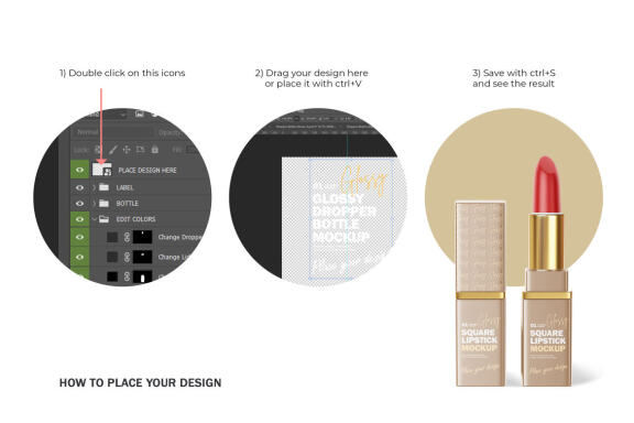 Plastic Square Lipstick - Cosmetic PSD Mockup