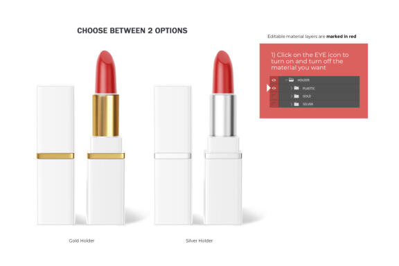 Plastic Square Lipstick - Cosmetic PSD Mockup