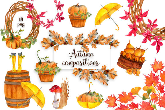Watercolor Fall Pumpkin Clipart