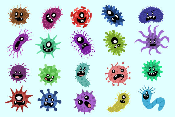 20 Set Bundle Germs, Bacteria, Virus, Monsters, Microbe, Diseases, Hygiene, Pandemic