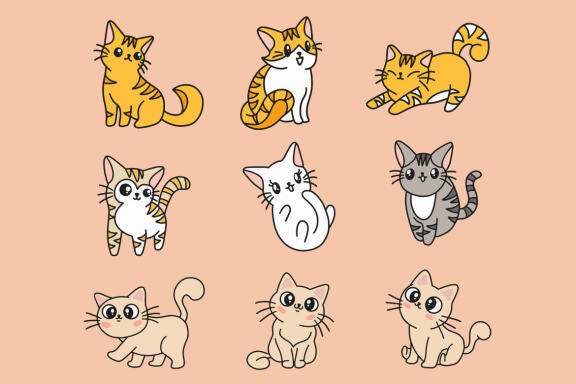 66 Cute Cat Kitten Cartoon Clipart