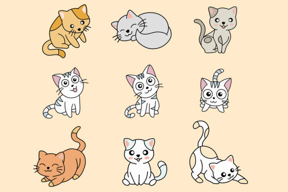 66 Cute Cat Kitten Cartoon Clipart