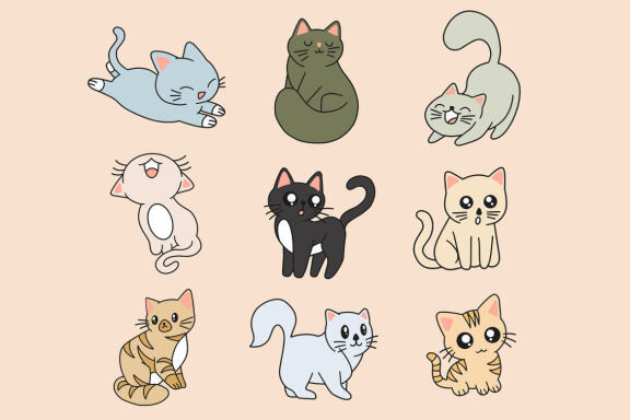 66 Cute Cat Kitten Cartoon Clipart