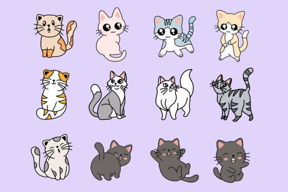 66 Cute Cat Kitten Cartoon Clipart