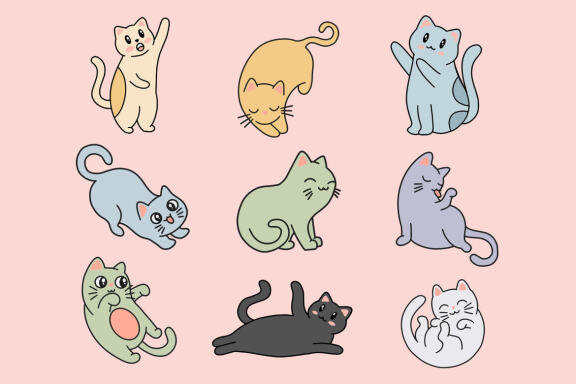 66 Cute Cat Kitten Cartoon Clipart
