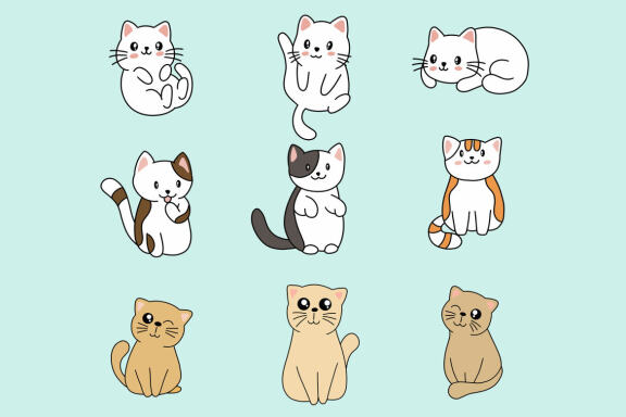 66 Cute Cat Kitten Cartoon Clipart