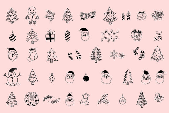 43 Set Bundle Merry Christmas, Santa Clause, Xmas, Winter Decoration Clipart