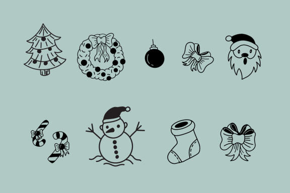 43 Set Bundle Merry Christmas, Santa Clause, Xmas, Winter Decoration Clipart