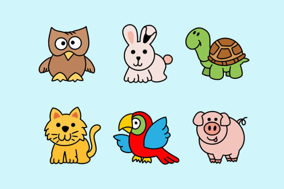 54 Set Bundle Cute Baby Animal, Wild, Farm, Jungle, Safari Funny Cartoon Clipart