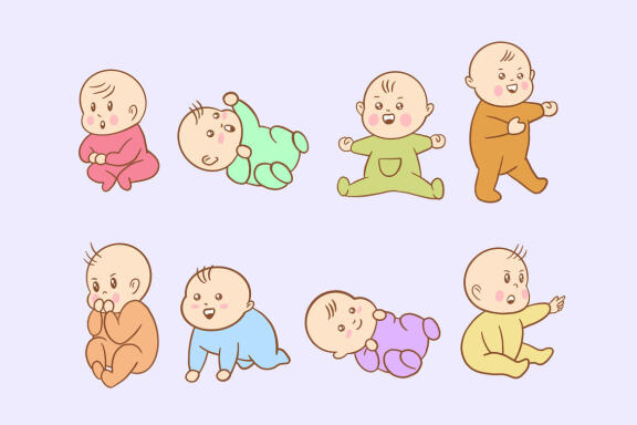 45 Set Bundle Cute Baby Babies Boy Toddler, Newborn, Child Cartoon Clipart