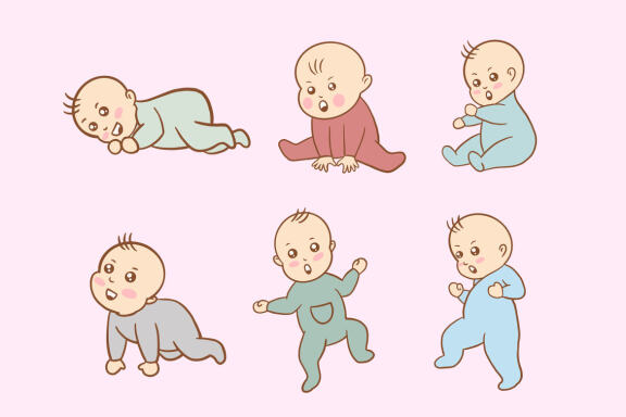 45 Set Bundle Cute Baby Babies Boy Toddler, Newborn, Child Cartoon Clipart