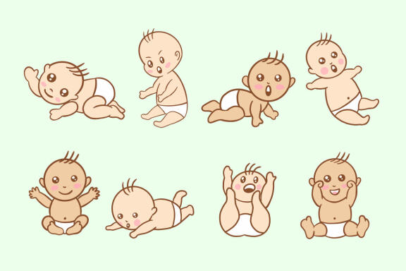 45 Set Bundle Cute Baby Babies Boy Toddler, Newborn, Child Cartoon Clipart