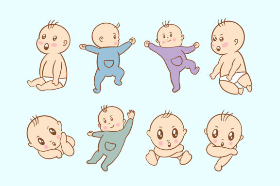 45 Set Bundle Cute Baby Babies Boy Toddler, Newborn, Child Cartoon Clipart