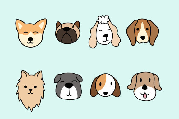 45 Set Bundle Cute Baby Dog Puppy Puppies doodle Kawai dog Breeds Clipart