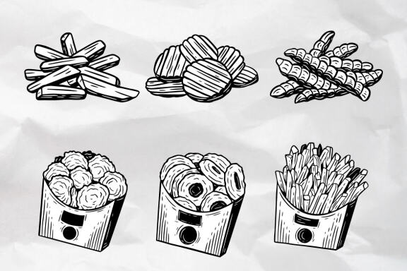 33 Set Bundle Fast Food Burger Pizza Drink Doodle Coffee Bakery Cupcakes Clipart