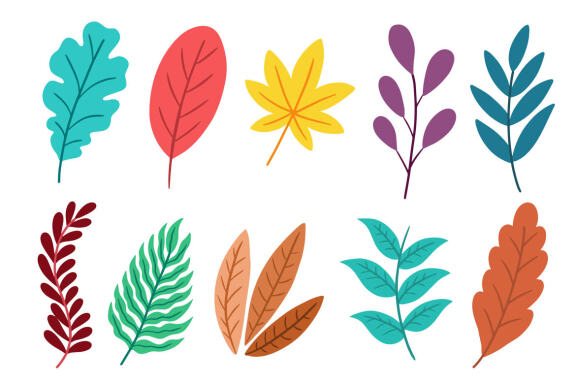 74 Set Bundle Flat Leaf Leaves Watercolor Tropical Arts Branches botanical green Clipart