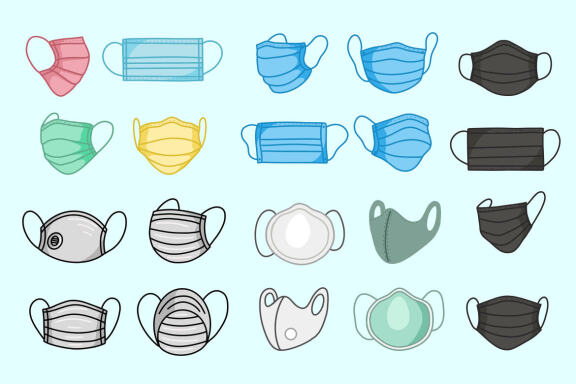 20 Set Bundle Medical Face Mask Masker Hospital nurse doctor Doodle Clip Art