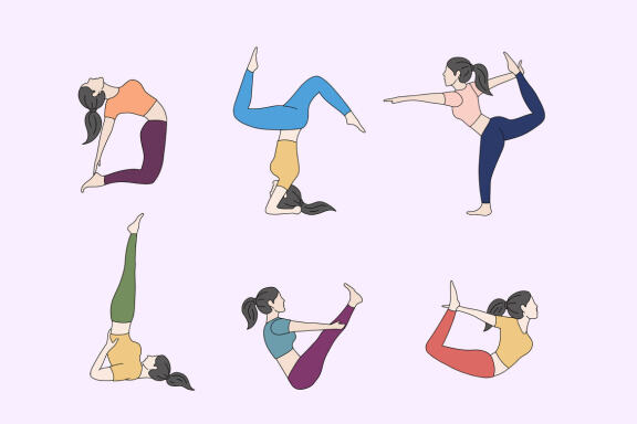 30 Set Bundle Women Yoga Pose Fitness Namaste Wellness Flat Art Meditation Clipart