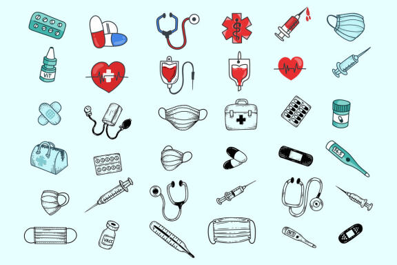 36 FREE Medical Doodle Clipart Set