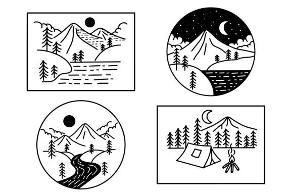 20 Collection Adventure Badges logo Camping mountain explorer expeditions outdoor