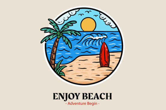 20 Set Bundle Summer Badges island vibes wave Trees Beach Sunset Retro Vintage Tropical
