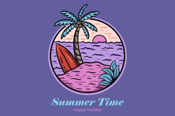 20 Set Bundle Summer Badges island vibes wave Trees Beach Sunset Retro Vintage Tropical