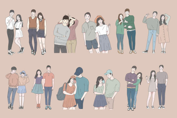 12 Set Bundle Cute Love Couple Happy Romance Relationship Engagement Boyfriend Girl Friend Clipart