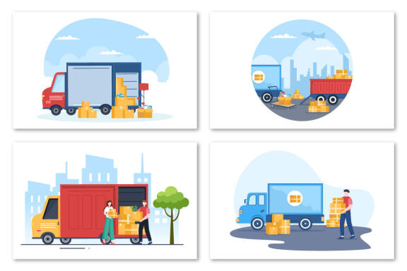 15 Trucking Transportation Design Illustration