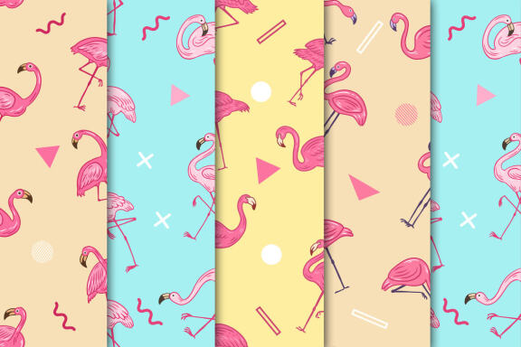 14 Set Bundle Cute Bird Flamingo Seamless Pattern Background for Kids Clipart