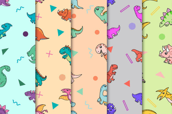 22 Set Bundle Cute Dino Seamless dinosaurs Pattern Background for Kids