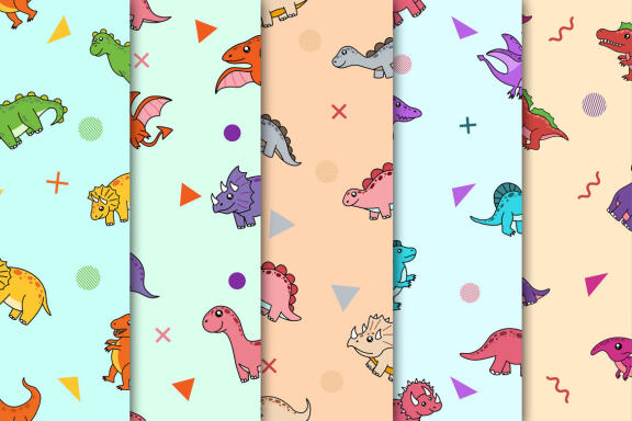 22 Set Bundle Cute Dino Seamless dinosaurs Pattern Background for Kids