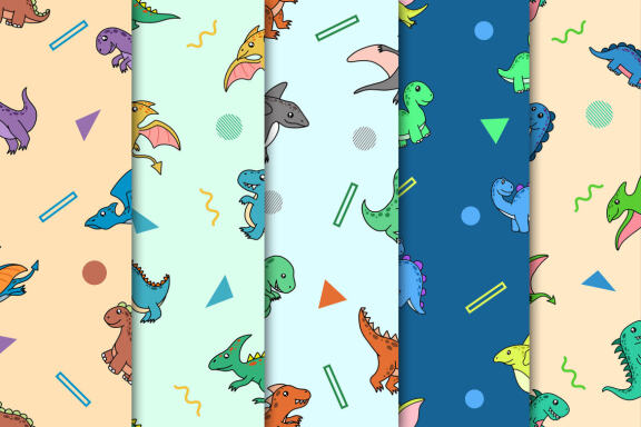 22 Set Bundle Cute Dino Seamless dinosaurs Pattern Background for Kids
