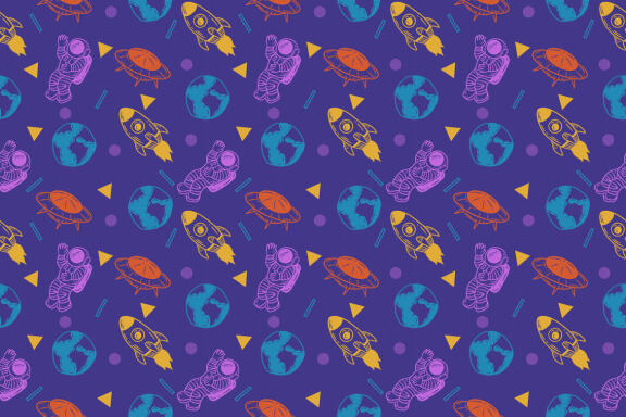10 Cute Planetary Space Astronomy Magical Seamless Pattern Background
