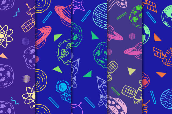 10 Cute Planetary Space Astronomy Magical Seamless Pattern Background