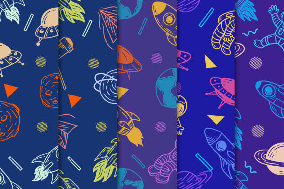 10 Cute Planetary Space Astronomy Magical Seamless Pattern Background