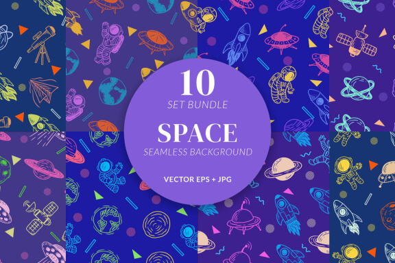 10 Cute Planetary Space Astronomy Magical Seamless Pattern Background
