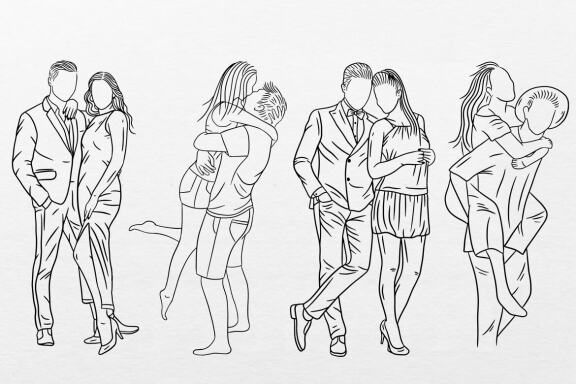 Cute Couple Drawings Simple, Romantic Couple Drawing, Birthday Gift, Hyper  Realistic Pencil Portraits, Personalized Sketch for Boyfriend - Etsy Israel