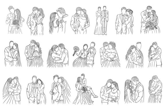 21 Set Bundle Wedding Couple Love, Marriage, Romantic, Couples, Family Clipart