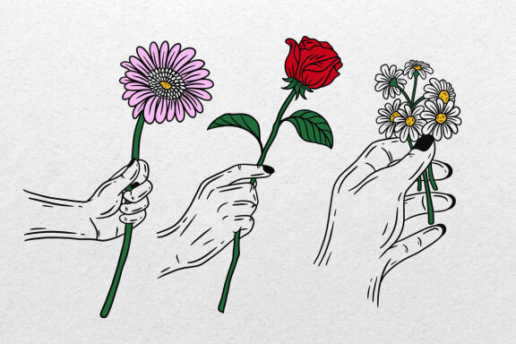 15 Set Bundle Hand Holding Flower Rose Sunflower Beauty pretty female Clipart