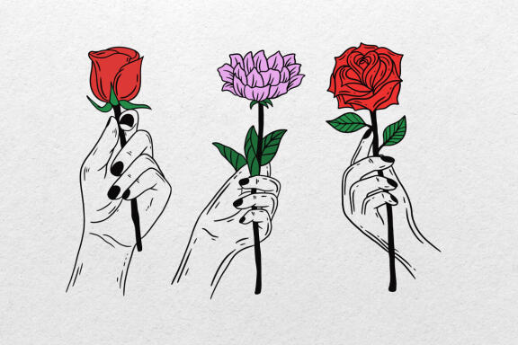 15 Set Bundle Hand Holding Flower Rose Sunflower Beauty pretty female Clipart
