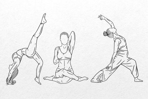 10 Set Bundle Women Yoga Pose Line Art Meditation Namaste Wellness Fitness Clipart