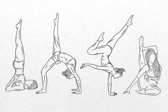 10 Set Bundle Women Yoga Pose Line Art Meditation Namaste Wellness Fitness Clipart