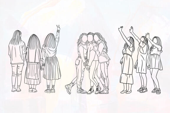 10 Set Bundle Women Girl female Friendship Bestfriend Line Art Hand Drawn Women