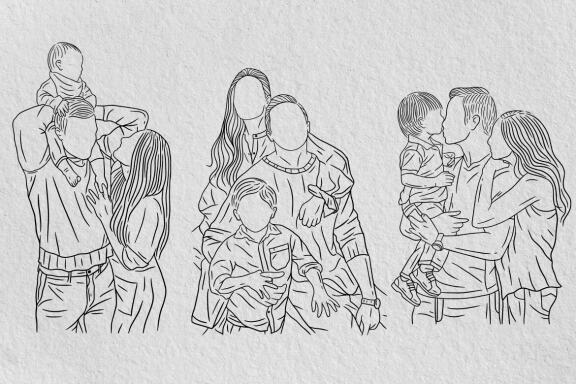 20 Set Bundle Happy Family Love With Mom and Dad with Child Hand Drawn Line Art